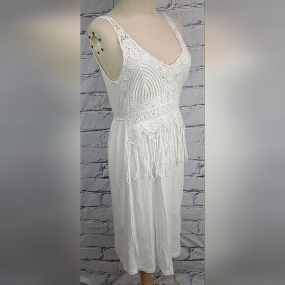 NWT Ambar Women's Summer Dress White Large Guipure Lace Midi Farm Boho Large - Picture 5 of 15